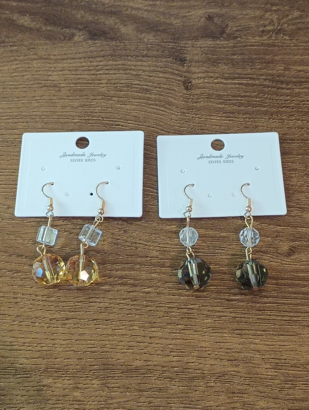 Beaded Earring Set Dangle Boho Clear Gold Round Womens Handmade Fashion Jewelry
